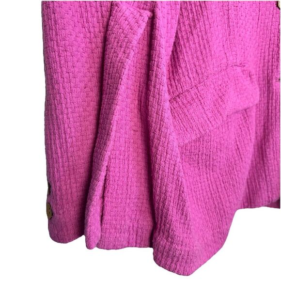 Free People Oversized Cotton Knit Textured Blazer Jacket Size M Pink Boho Career - Picture 7 of 11